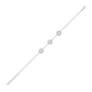 Silver CZ Triple Circle Fancy Bracelet