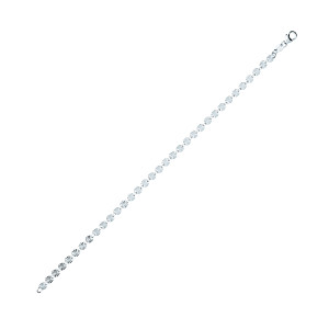 Silver Diamond Cut Small Disc Link Ladies Bracelet