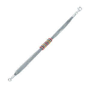 Silver Multi Chain Bracelet With 3 Colour Polo Charms