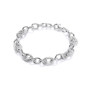 925 Sterling Silver Ladies Fancy Belcher Bracelet