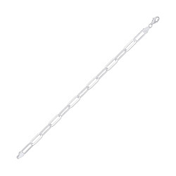 7.5 Silver Hollow Rectangle Paper Clip Fancy Bracelet
