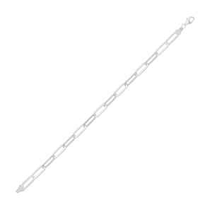 8.5 Silver Hollow Rectangle Paper Clip Fancy Bracelet
