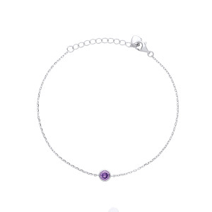 Silver Ladies Amethyst Stone Bracelet