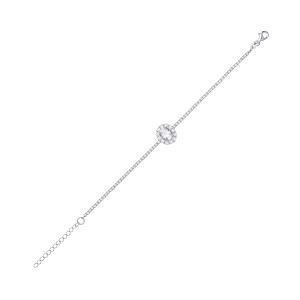 Silver CZ Tennis Bracelet With Centre Detail
