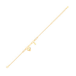 Gold Plated Paper Clip & Heart Fancy Bracelet