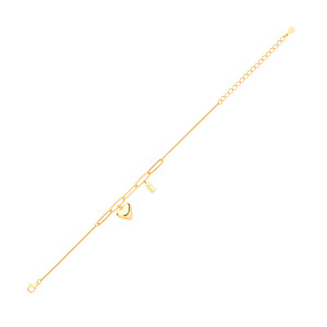 Gold Plated Paper Clip & Heart Fancy Bracelet