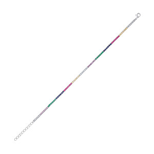 Silver Rubover Multicolour CZ Ladies Tennis Bracelet