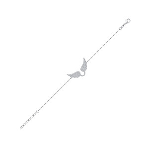 Silver Ladies CZ Angel Wings Bracelet