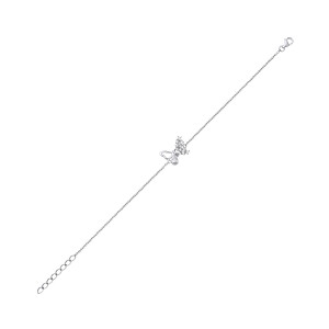 Silver CZ Butterfly Fancy Bracelet