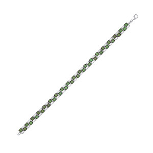 Silver CZ & Emerald Square & Baguette Alternate Tennis Bracelet