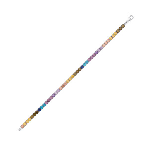 Silver Rainbow Round Stone CZ Tennis Bracelet