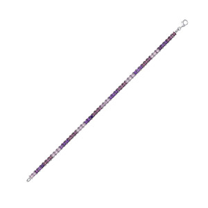 Silver Amethyst CZ Square Cut Tennis Bracelet
