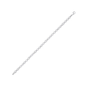Silver CZ Round & Marquise Rubover Tennis Bracelet
