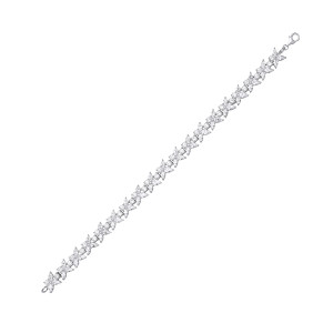 Silver CZ 3 Petal Flower Tennis Bracelet