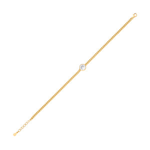 Gold Plated Curb Bracelet With Round Stone Detail