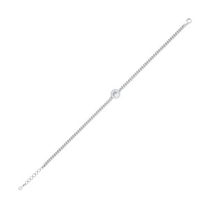 Silver Curb Bracelet With Round Stone Detail