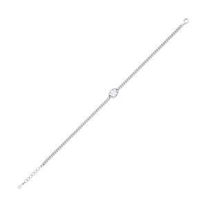 Silver Curb Bracelet With Oval Stone Detail