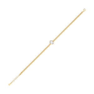 Gold Plated Curb Bracelet With Pear Drop Stone Detail