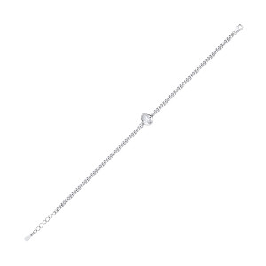 Silver Curb Bracelet With Pear Drop Stone Detail