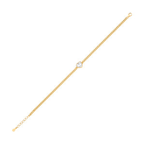 Gold Plated Curb Bracelet With Heart Stone Detail
