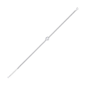 Silver Curb Bracelet With Heart Stone Detail