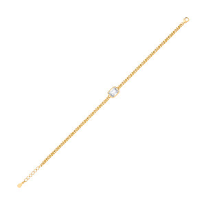 Gold Plated Curb Bracelet With Rectangle Stone Detail