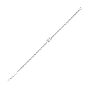 Silver Curb Bracelet With Rectangle Stone Detail