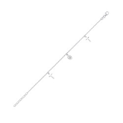 925 Silver Virgin Mary Cross Charm Bracelet