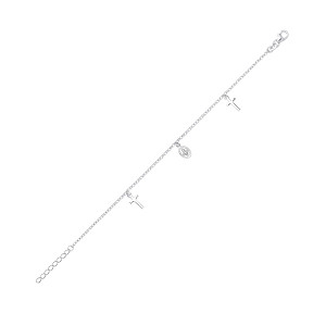 925 Silver Virgin Mary Cross Charm Bracelet