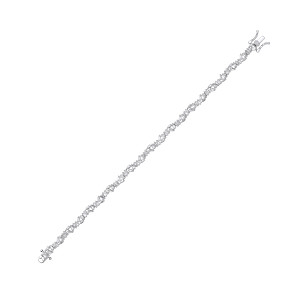 Silver CZ Cluster Tennis Bracelet