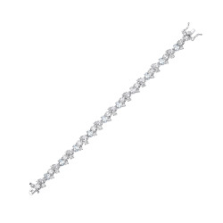 Silver CZ Cluster Tennis Bracelet