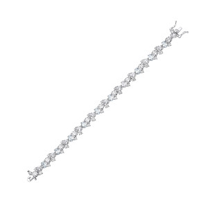 Silver CZ Cluster Tennis Bracelet