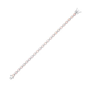 Silver CZ & Opal Line Tennis Bracelet