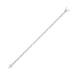 Silver CZ & Opal Line Tennis Bracelet