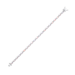 Silver CZ & Opal Line Tennis Bracelet