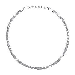 925 Sterling Silver Bead Collarette Rhodium Plate