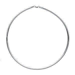 925 Sterling Silver Omega 3mm Collarette Rhodium Plate