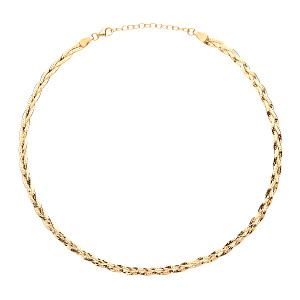 925 Sterling Silver Gold Plated Diamond Cut Plaited Collarette