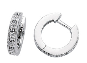 925 Sterling Silver CZ Huggy Earrings