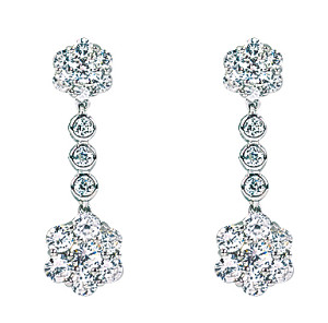 925 Sterling Silver CZ Cluster Drop Earrings
