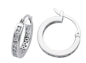 925 Sterling Silver CZ Channel Set Huggy Earrings