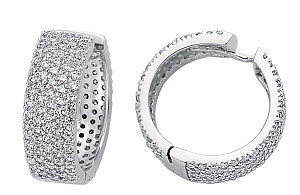 925 Sterling Silver CZ Micro Pave Set Hoops