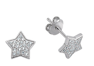 925 Sterling Silver CZ Star Studs