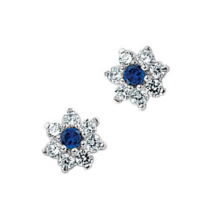 925 Sterling Silver Cluster Studs With A Sapphire Centre