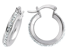 925 Sterling Silver CZ Hoop Earrings 12MM