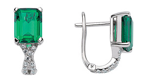 925 Sterling Silver Cubic Zirconia Emerald Radiant Cut Earrings