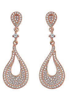 925 Sterling Silver Rose Gold Plated Cubic Zirconia Drop Earrings