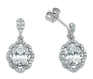 925 Sterling Silver Cubic Zirconia Micro Pave Flower Drop Earrings
