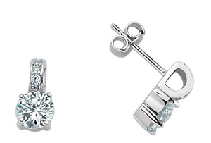 925 Sterling Silver Cubic Zirconia Halo Stud Earrings