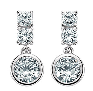 925 Sterling Silver CZ TRIPPLE ROUND STUD DROP